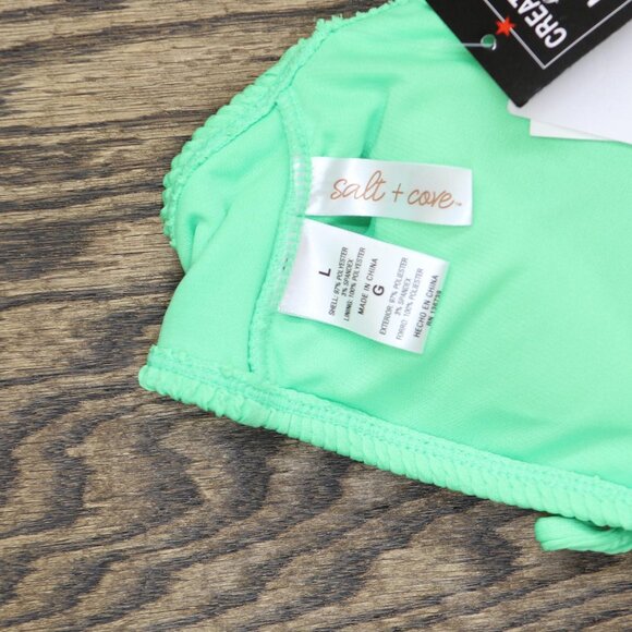NWT Salt + Cove Juniors Rib Scrunch Scoop-Neck Bikini Top Mint Tea Green L - Picture 9 of 9